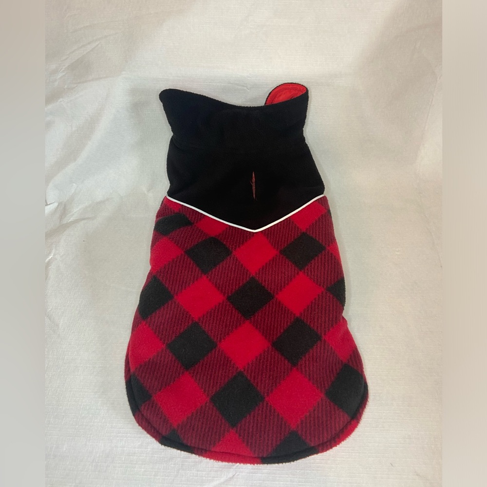 Fragralley  Dog Coat/Jacket/vest, Reversible, Black/Red Plaid Medium